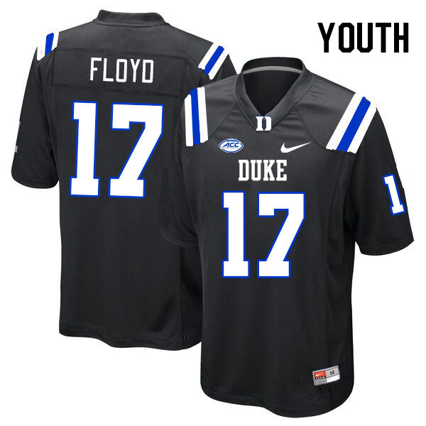 Youth #17 Vontae Floyd Duke Blue Devils College Football Jerseys Stitched-Black